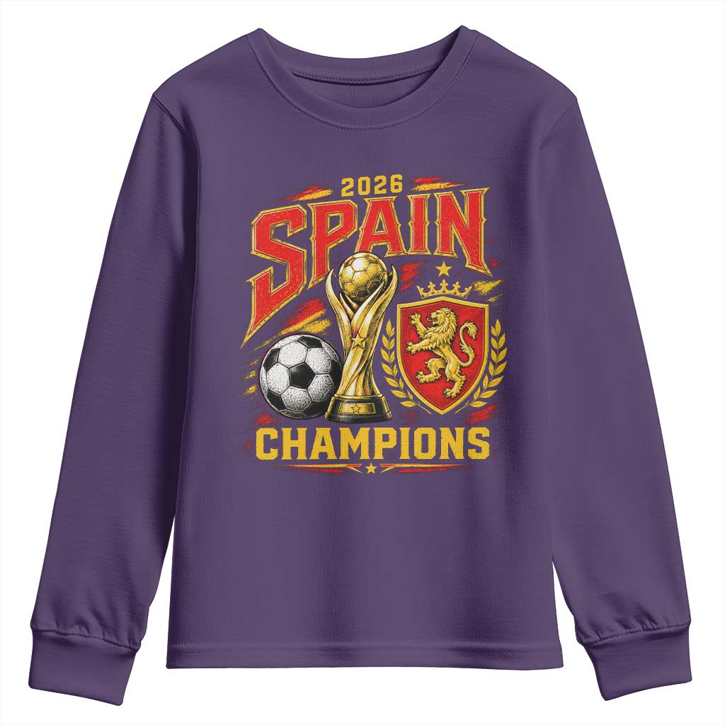 Spain Champions 2026 Youth Sweatshirt Spanish Soccer Fan Graphic