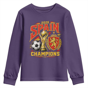 Spain Champions 2026 Youth Sweatshirt Spanish Soccer Fan Graphic