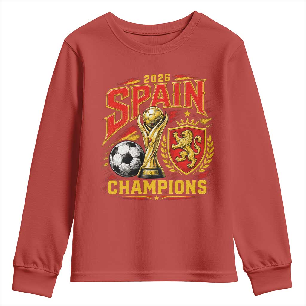 Spain Champions 2026 Youth Sweatshirt Spanish Soccer Fan Graphic