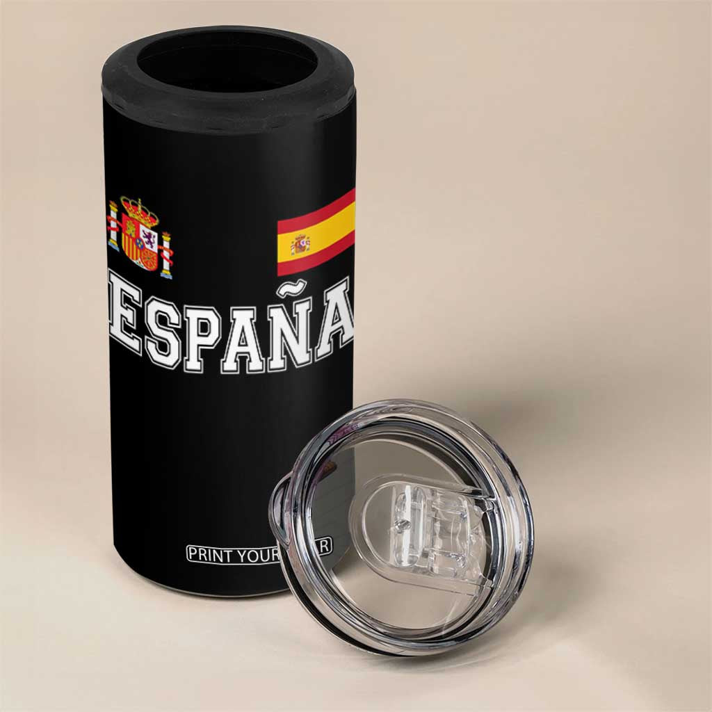 Spain Espana 4 in 1 Can Cooler Tumbler Vintage Spanish Flag Royal Crest Graphic