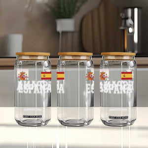 Spain Espana Glass Can Vintage Spanish Flag Royal Crest Graphic