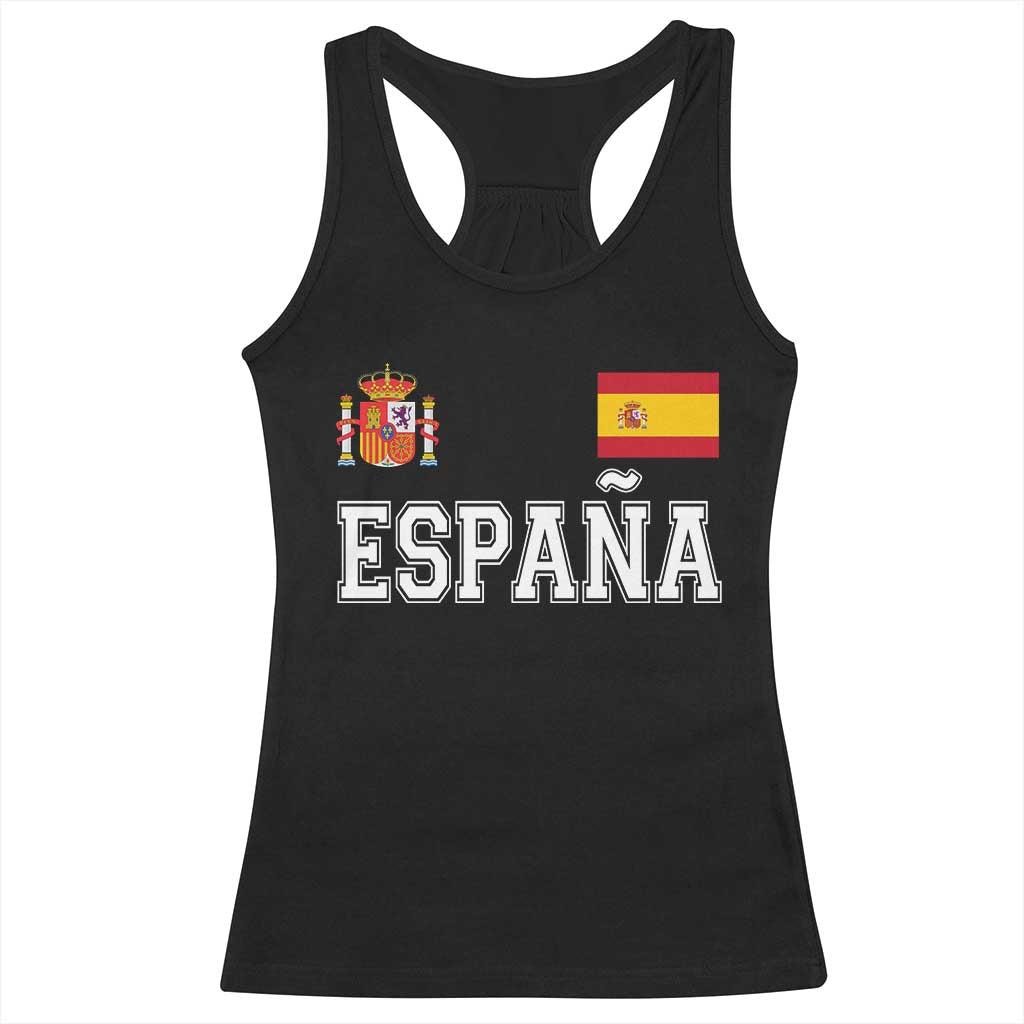Spain Espana Racerback Tank Top Vintage Spanish Flag Royal Crest Graphic