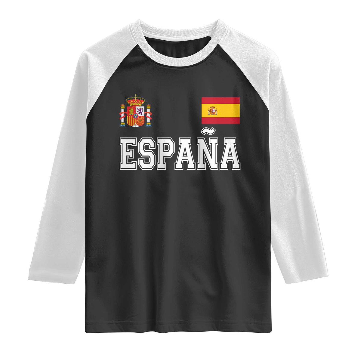 Spain Espana Raglan Shirt Vintage Spanish Flag Royal Crest Graphic