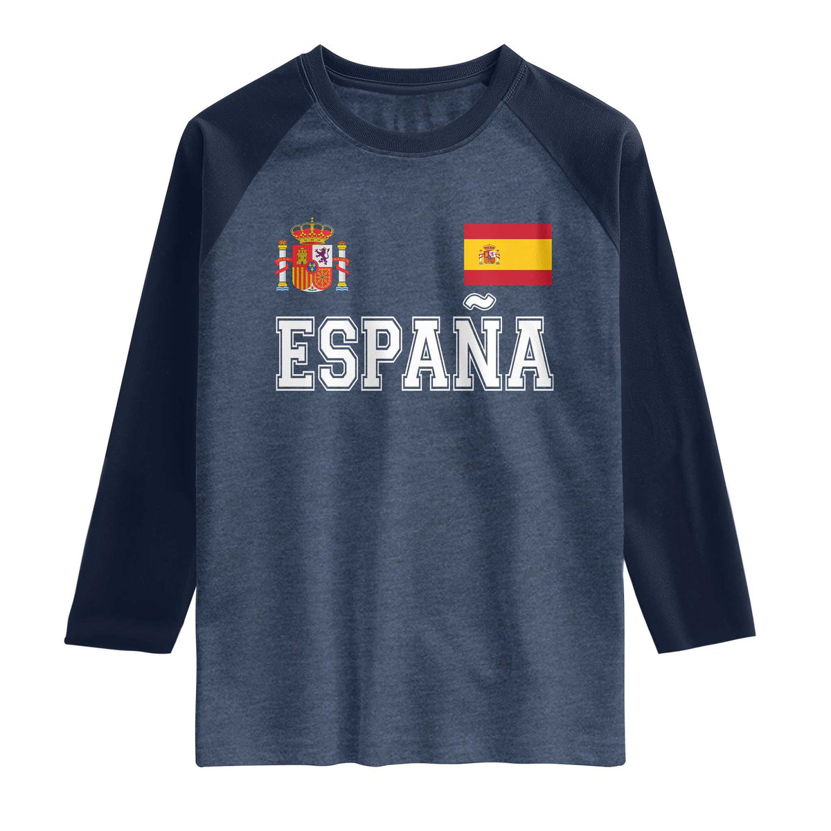 Spain Espana Raglan Shirt Vintage Spanish Flag Royal Crest Graphic