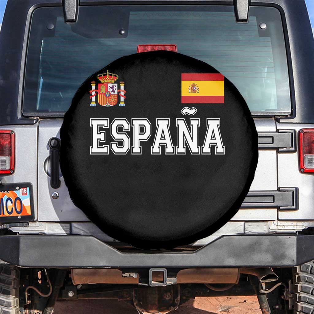 Spain Espana Spare Tire Cover Vintage Spanish Flag Royal Crest Graphic TS10 No hole Black Print Your Wear