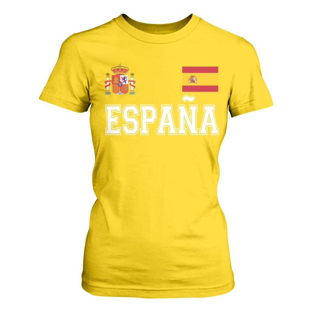 Spain Espana T Shirt For Women Vintage Spanish Flag Royal Crest Graphic