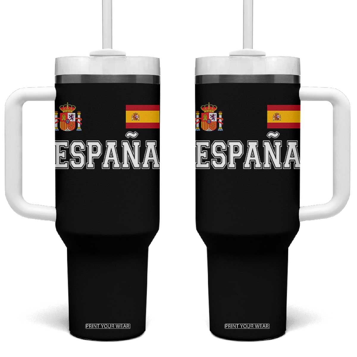 Spain Espana Tumbler With Handle Vintage Spanish Flag Royal Crest Graphic