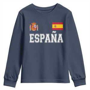Spain Espana Youth Sweatshirt Vintage Spanish Flag Royal Crest Graphic