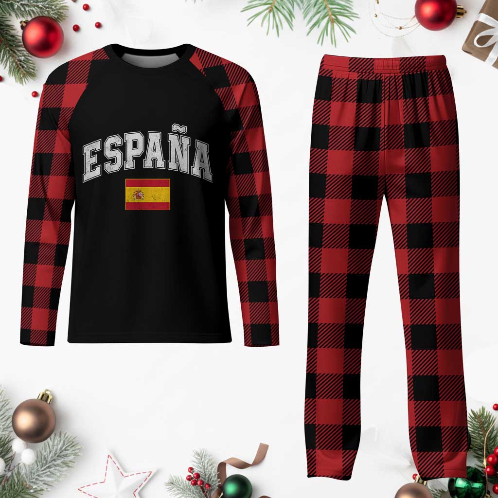España Vintage Spanish Flag Pride Graphic Plaid Pajama Set TS10 Buffalo Plaid Print Your Wear