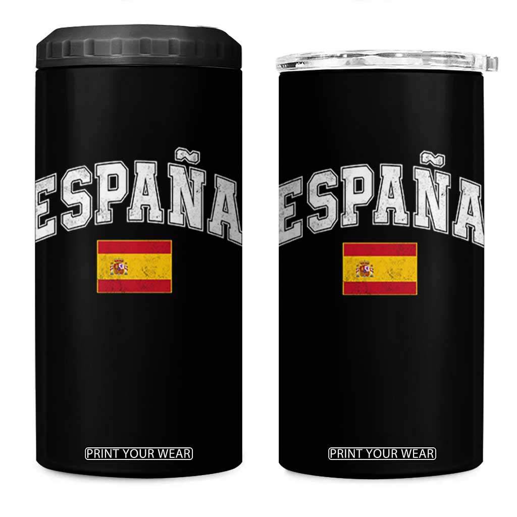 España Vintage Spanish Flag Pride Graphic 4 in 1 Can Cooler Tumbler TS10 One Size: 16 oz Black Print Your Wear