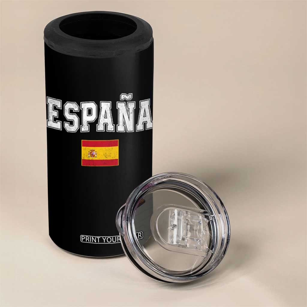 España Vintage Spanish Flag Pride Graphic 4 in 1 Can Cooler Tumbler