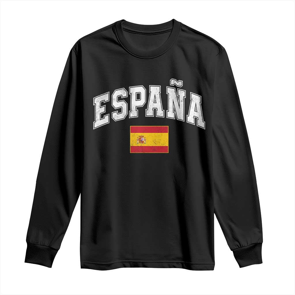 España Vintage Spanish Flag Pride Graphic Long Sleeve Shirt