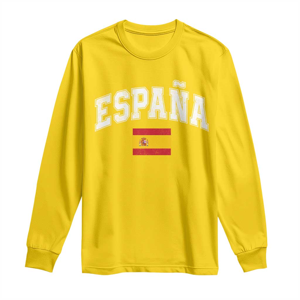 España Vintage Spanish Flag Pride Graphic Long Sleeve Shirt
