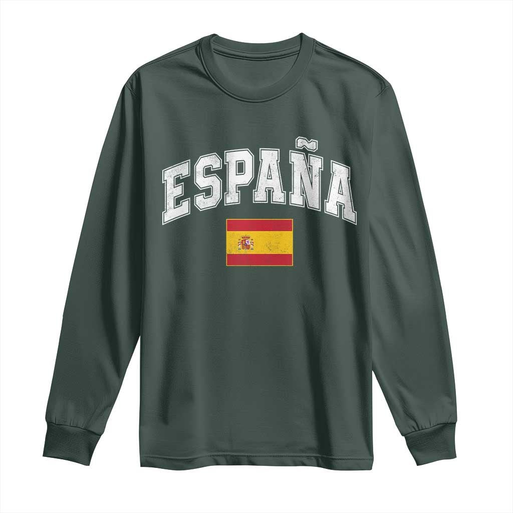 España Vintage Spanish Flag Pride Graphic Long Sleeve Shirt