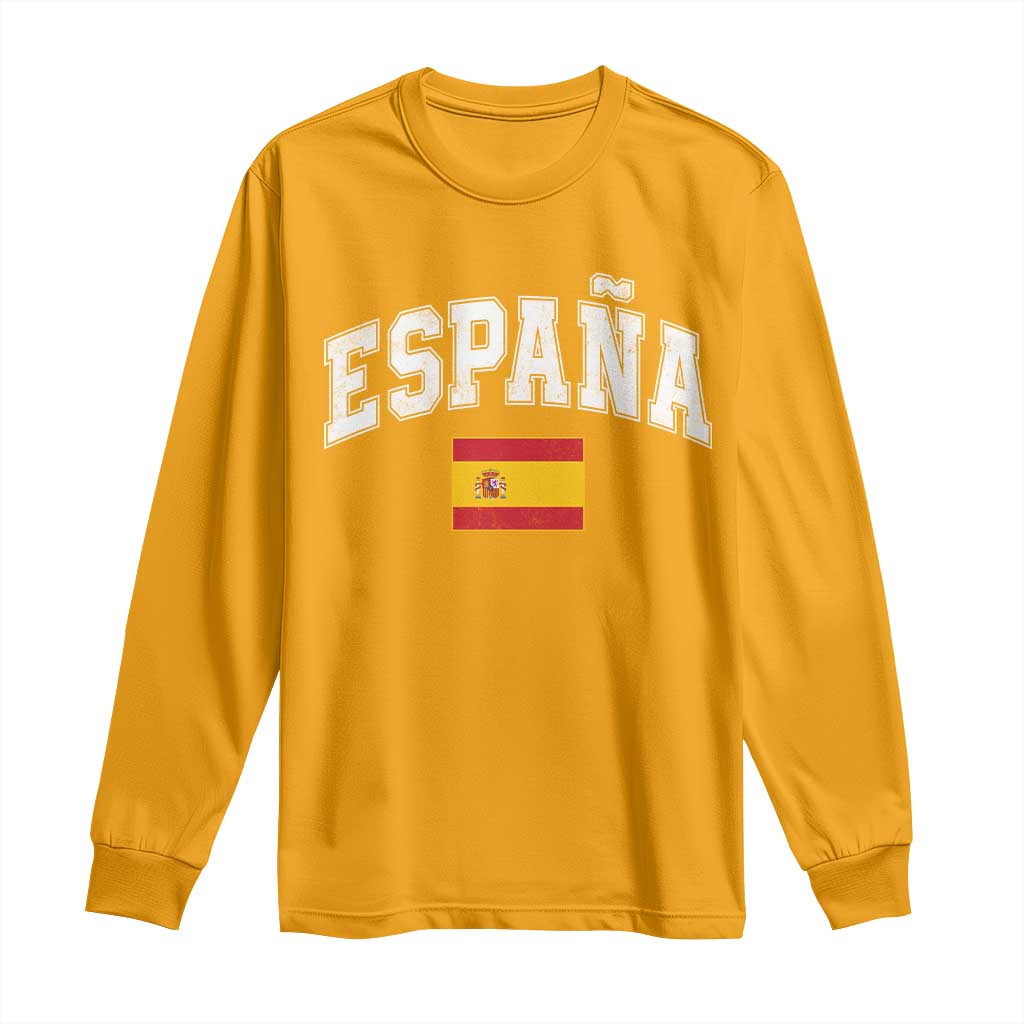 España Vintage Spanish Flag Pride Graphic Long Sleeve Shirt