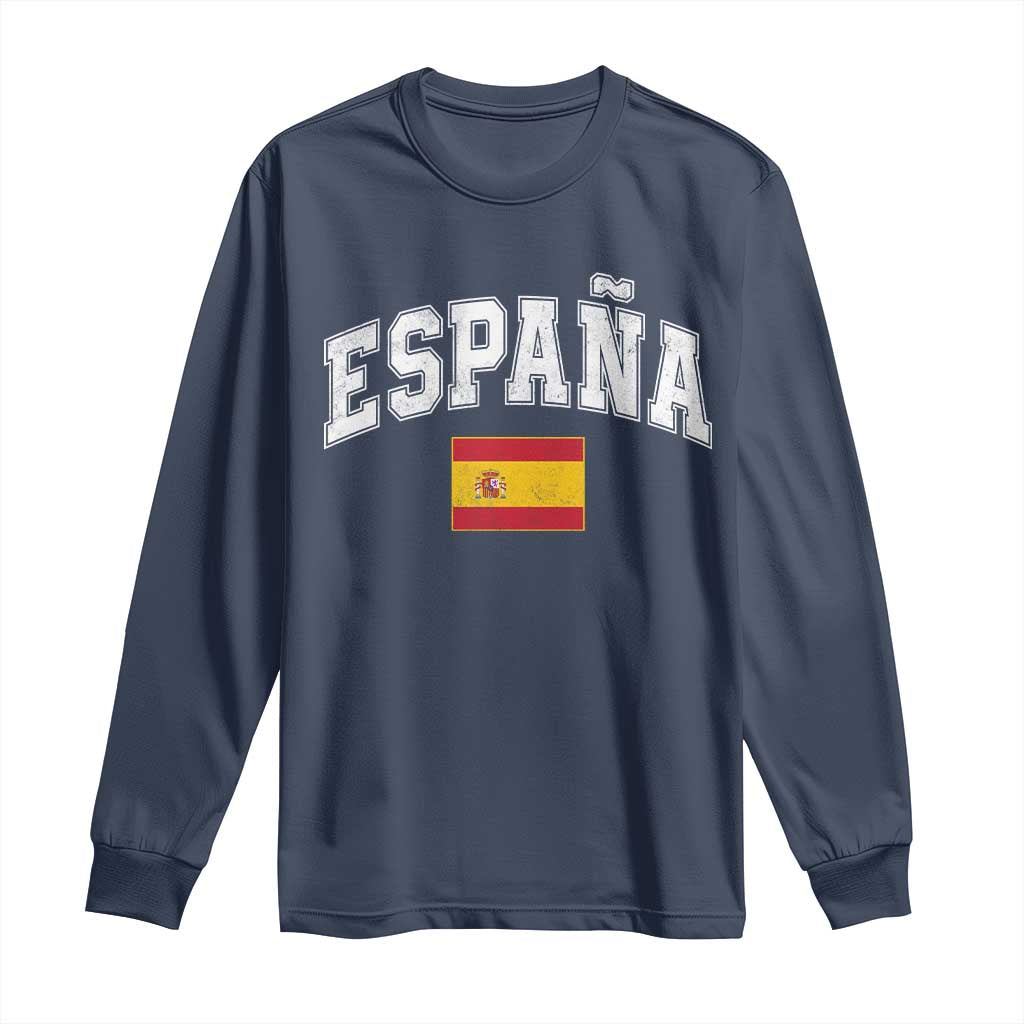 España Vintage Spanish Flag Pride Graphic Long Sleeve Shirt