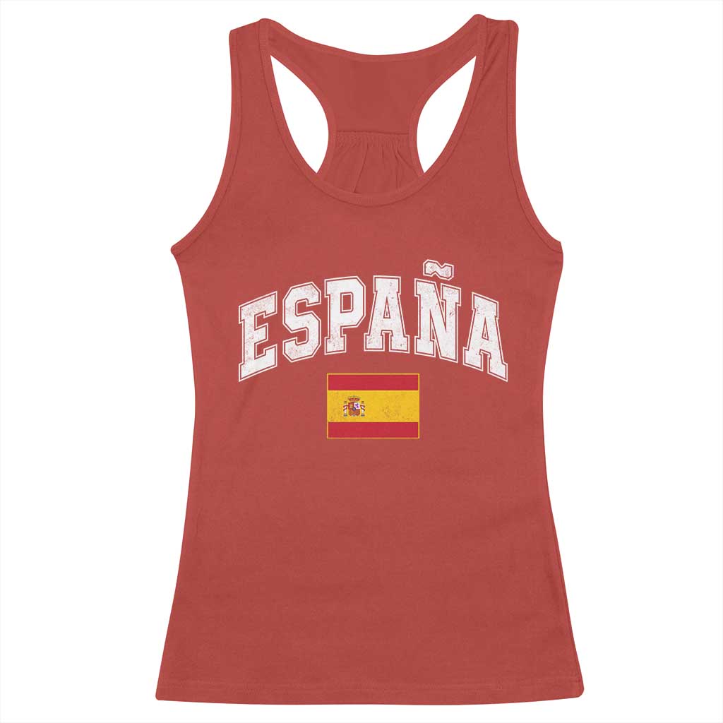 España Vintage Spanish Flag Pride Graphic Racerback Tank Top