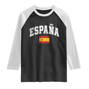 España Vintage Spanish Flag Pride Graphic Raglan Shirt