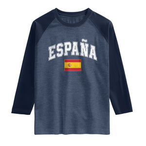 España Vintage Spanish Flag Pride Graphic Raglan Shirt