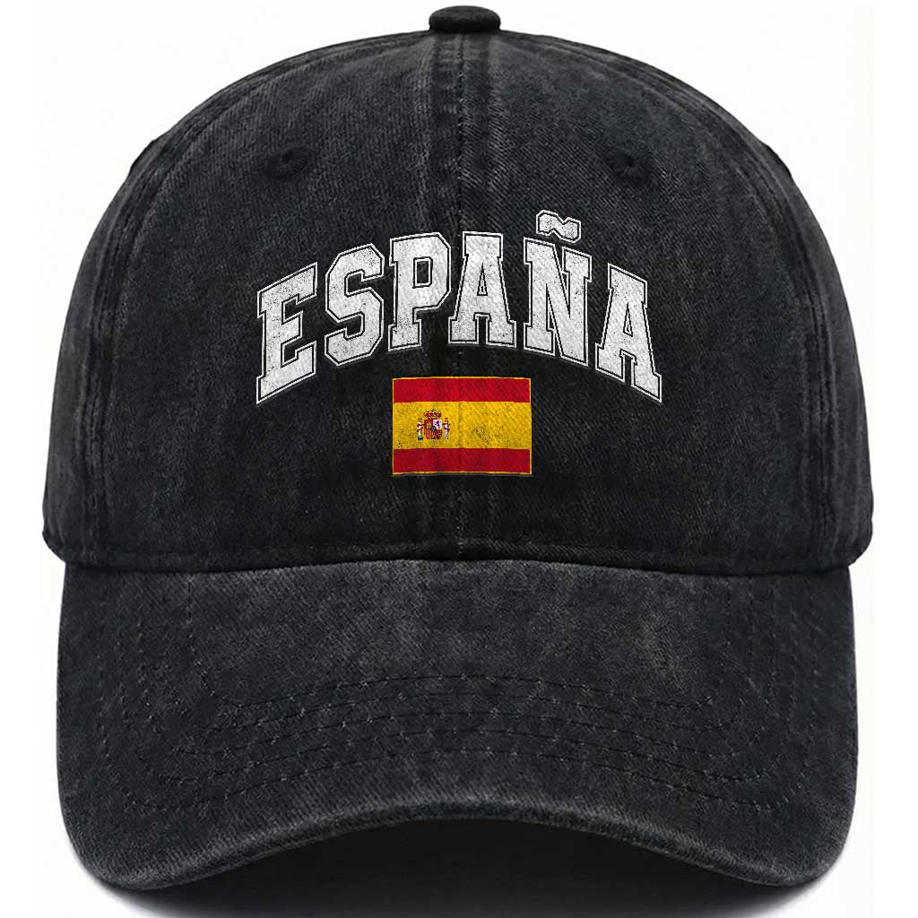 España Vintage Spanish Flag Pride Graphic Washed Cotton Baseball Cap TS10 Print Your Wear