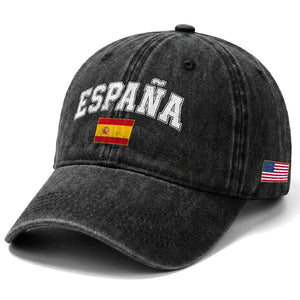 España Vintage Spanish Flag Pride Graphic Washed Cotton Baseball Cap