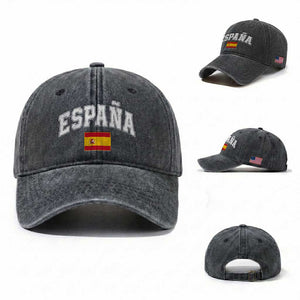 España Vintage Spanish Flag Pride Graphic Washed Cotton Baseball Cap