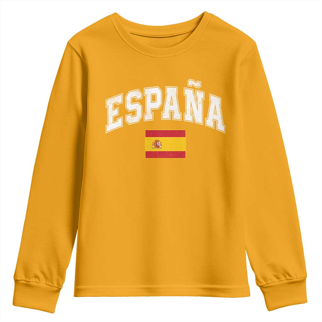 España Vintage Spanish Flag Pride Graphic Youth Sweatshirt