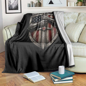 Catholic Knight Templar Crusader Throw Blanket Rertro Deus Vult American Flag