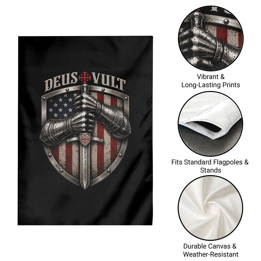Catholic Knight Templar Crusader Garden Flag Rertro Deus Vult American Flag