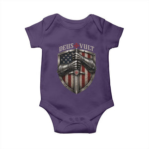 Catholic Knight Templar Crusader Baby Onesie Rertro Deus Vult American Flag