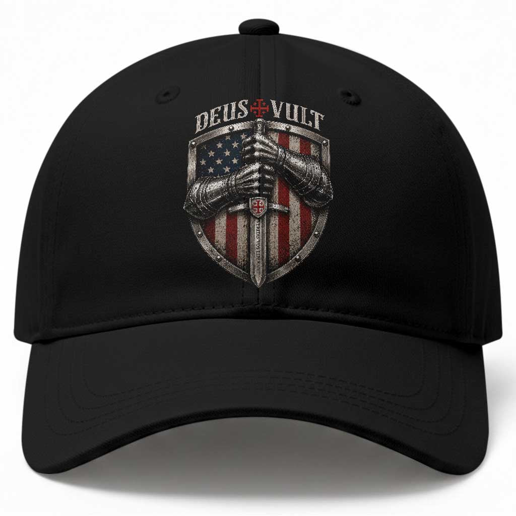 Catholic Knight Templar Crusader Baseball Cap Rertro Deus Vult American Flag TS10 Print Your Wear