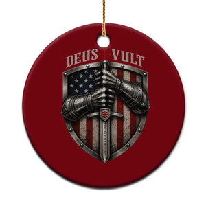 Catholic Knight Templar Crusader Ceramic Ornament Rertro Deus Vult American Flag