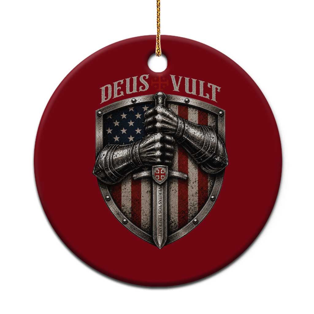 Catholic Knight Templar Crusader Ceramic Ornament Rertro Deus Vult American Flag TS10 1pc Red Print Your Wear