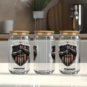 Catholic Knight Templar Crusader Glass Can Rertro Deus Vult American Flag