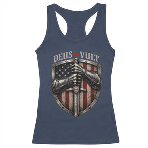 Catholic Knight Templar Crusader Racerback Tank Top Rertro Deus Vult American Flag