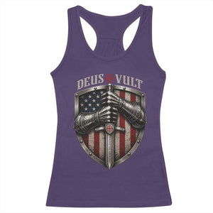 Catholic Knight Templar Crusader Racerback Tank Top Rertro Deus Vult American Flag