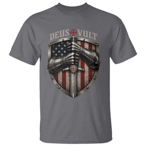 Catholic Knight Templar Crusader T Shirt Rertro Deus Vult American Flag