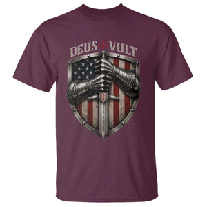 Catholic Knight Templar Crusader T Shirt Rertro Deus Vult American Flag