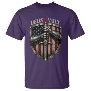 Catholic Knight Templar Crusader T Shirt Rertro Deus Vult American Flag