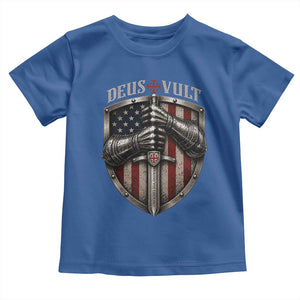Catholic Knight Templar Crusader Toddler T Shirt Rertro Deus Vult American Flag