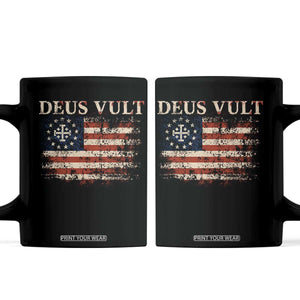 Catholic Knight Templar Crusader Cross Coffee Mug Vintage American Flag