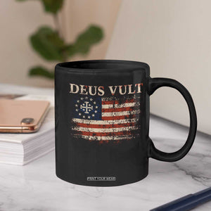Catholic Knight Templar Crusader Cross Coffee Mug Vintage American Flag