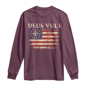 Catholic Knight Templar Crusader Cross Long Sleeve Shirt Vintage American Flag