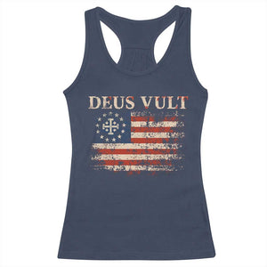 Catholic Knight Templar Crusader Cross Racerback Tank Top Vintage American Flag