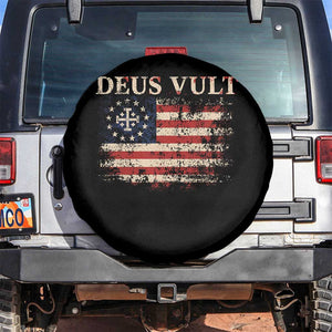 Catholic Knight Templar Crusader Cross Spare Tire Cover Vintage American Flag