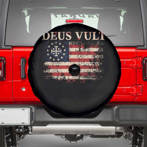 Catholic Knight Templar Crusader Cross Spare Tire Cover Vintage American Flag