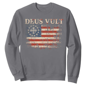 Catholic Knight Templar Crusader Cross Sweatshirt Vintage American Flag