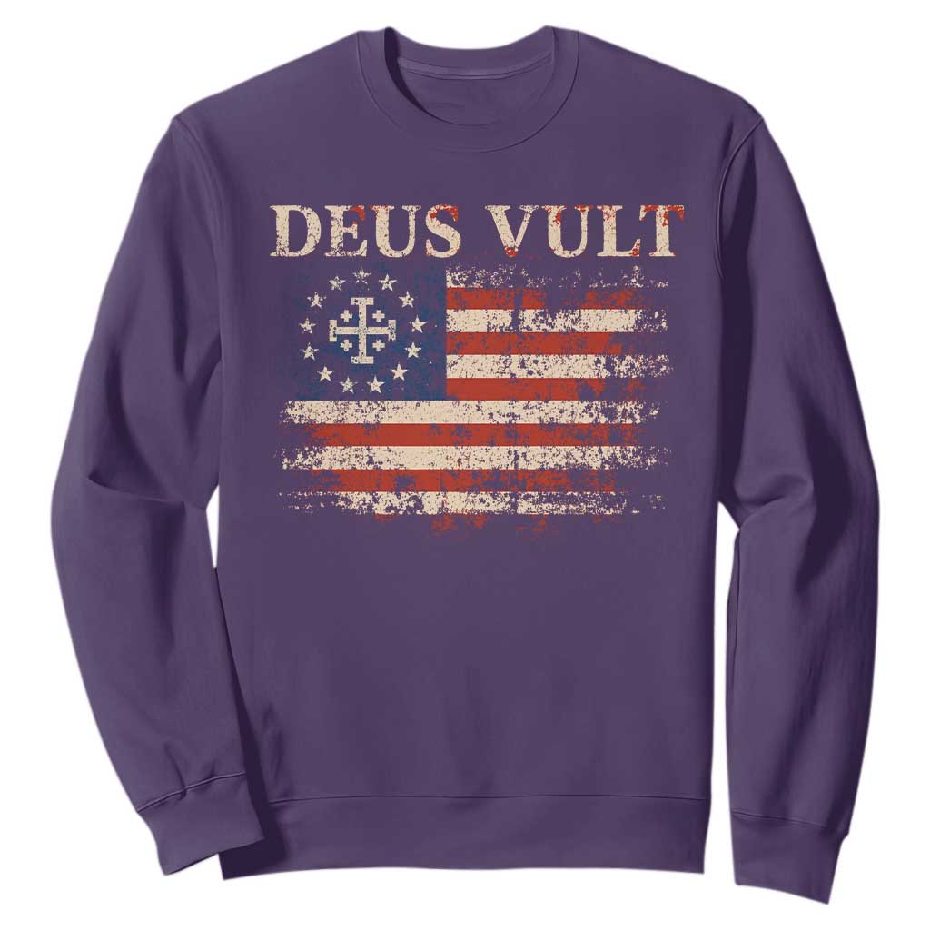Catholic Knight Templar Crusader Cross Sweatshirt Vintage American Flag