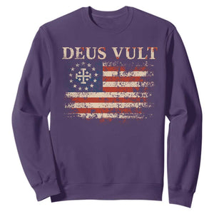 Catholic Knight Templar Crusader Cross Sweatshirt Vintage American Flag