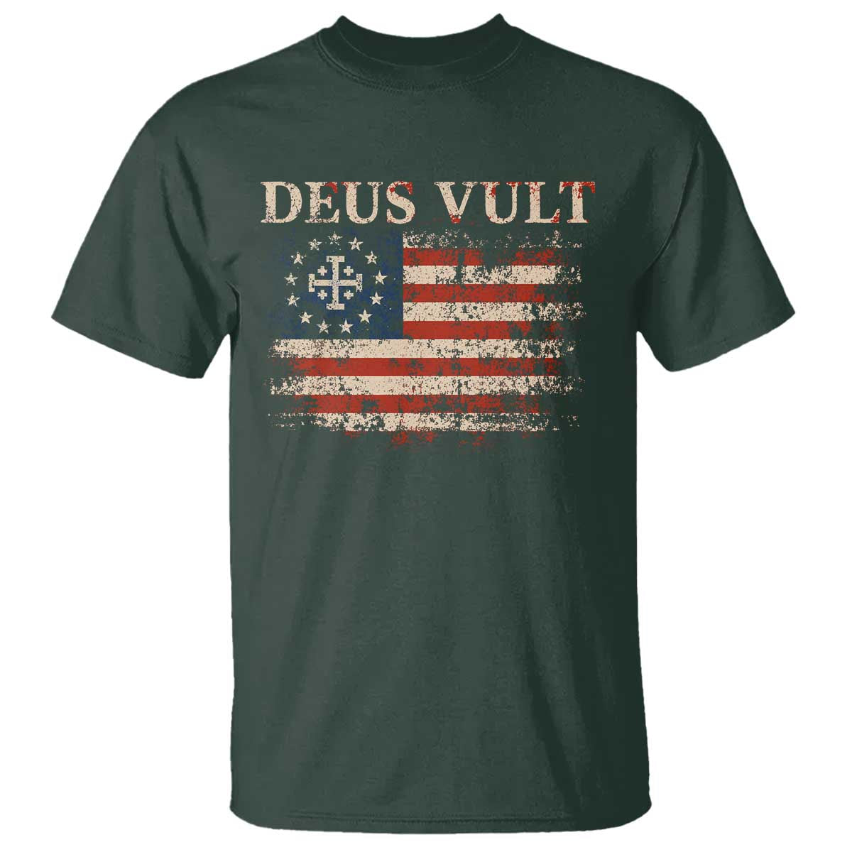 Catholic Knight Templar Crusader Cross T Shirt Vintage American Flag
